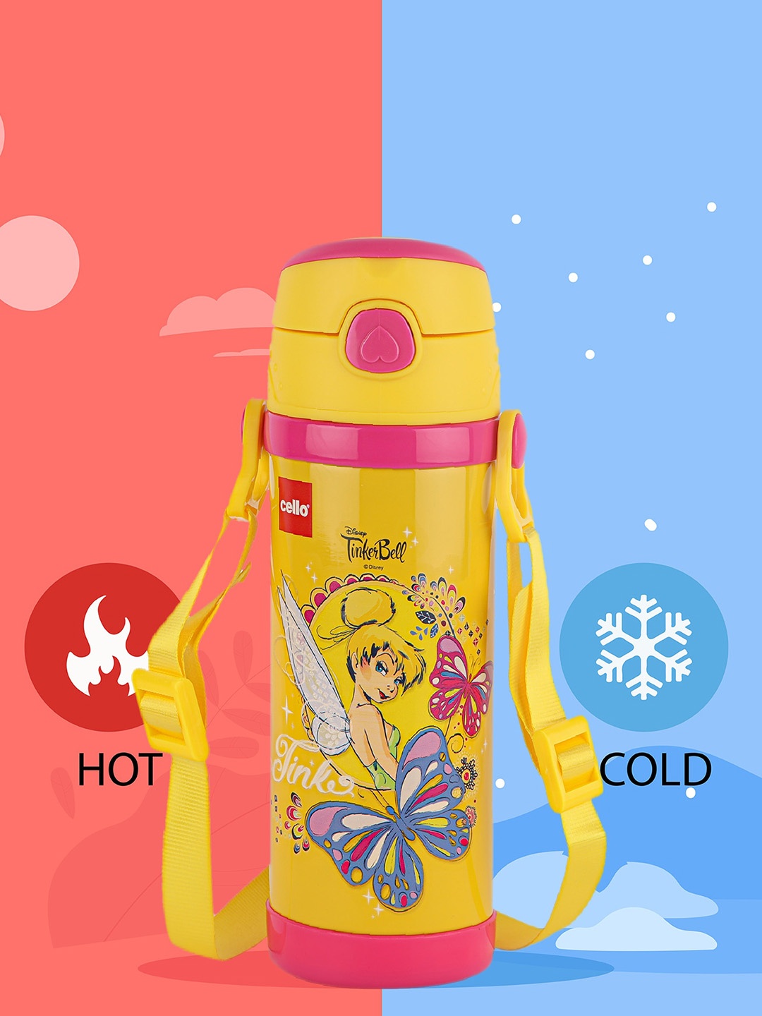 

Cello Kids Yellow Fairy Double Walled Stainless Steel Kids Flask 600ml