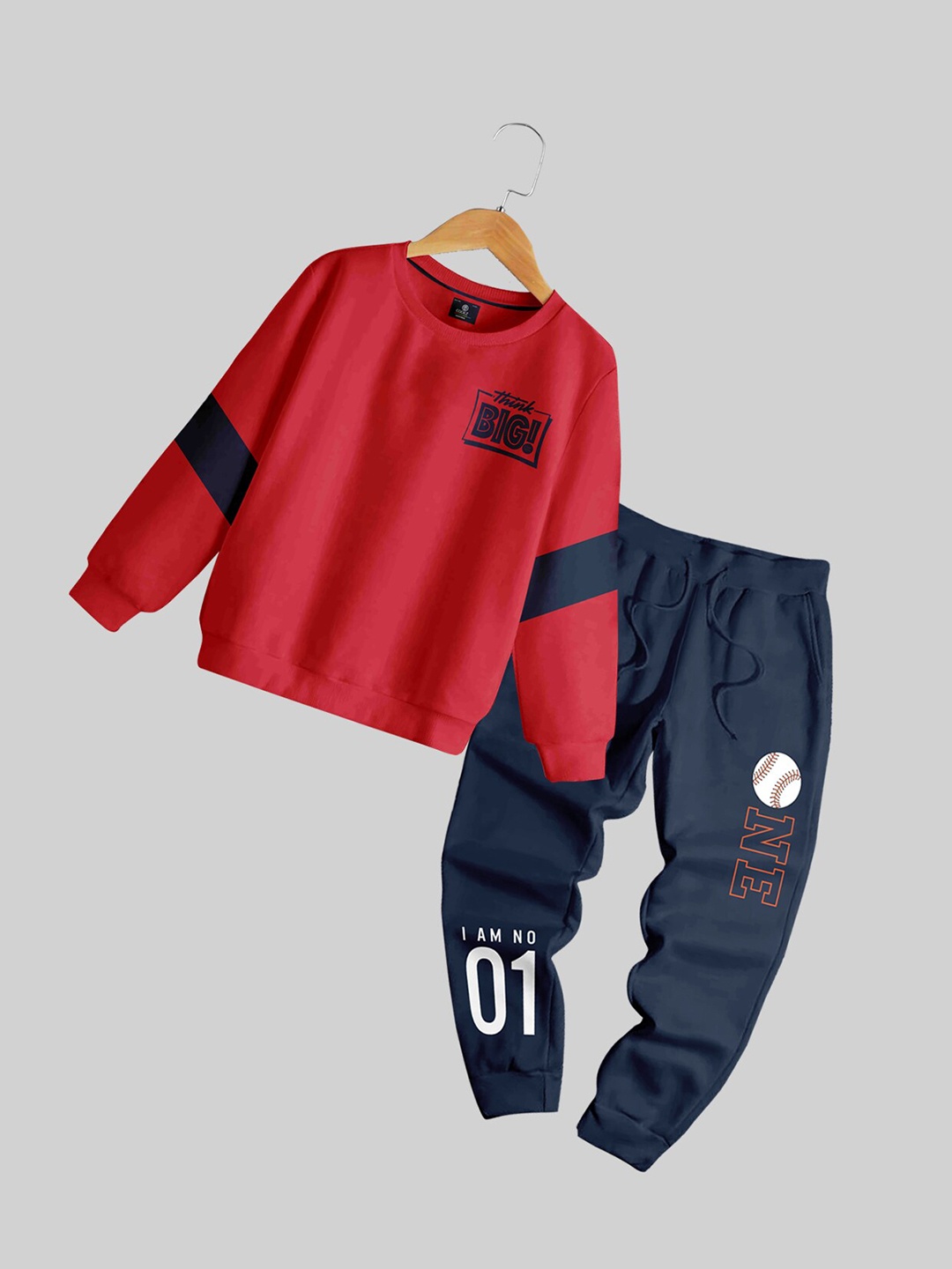 

CODEZ Boys Printed Long Sleeves Sweatshirt With Trousers, Red