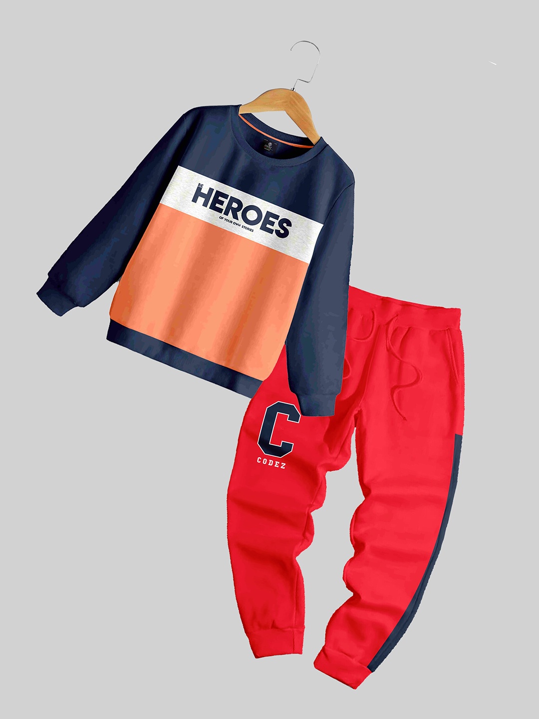 

CODEZ Boys Printed Sweatshirt with Trousers, Blue