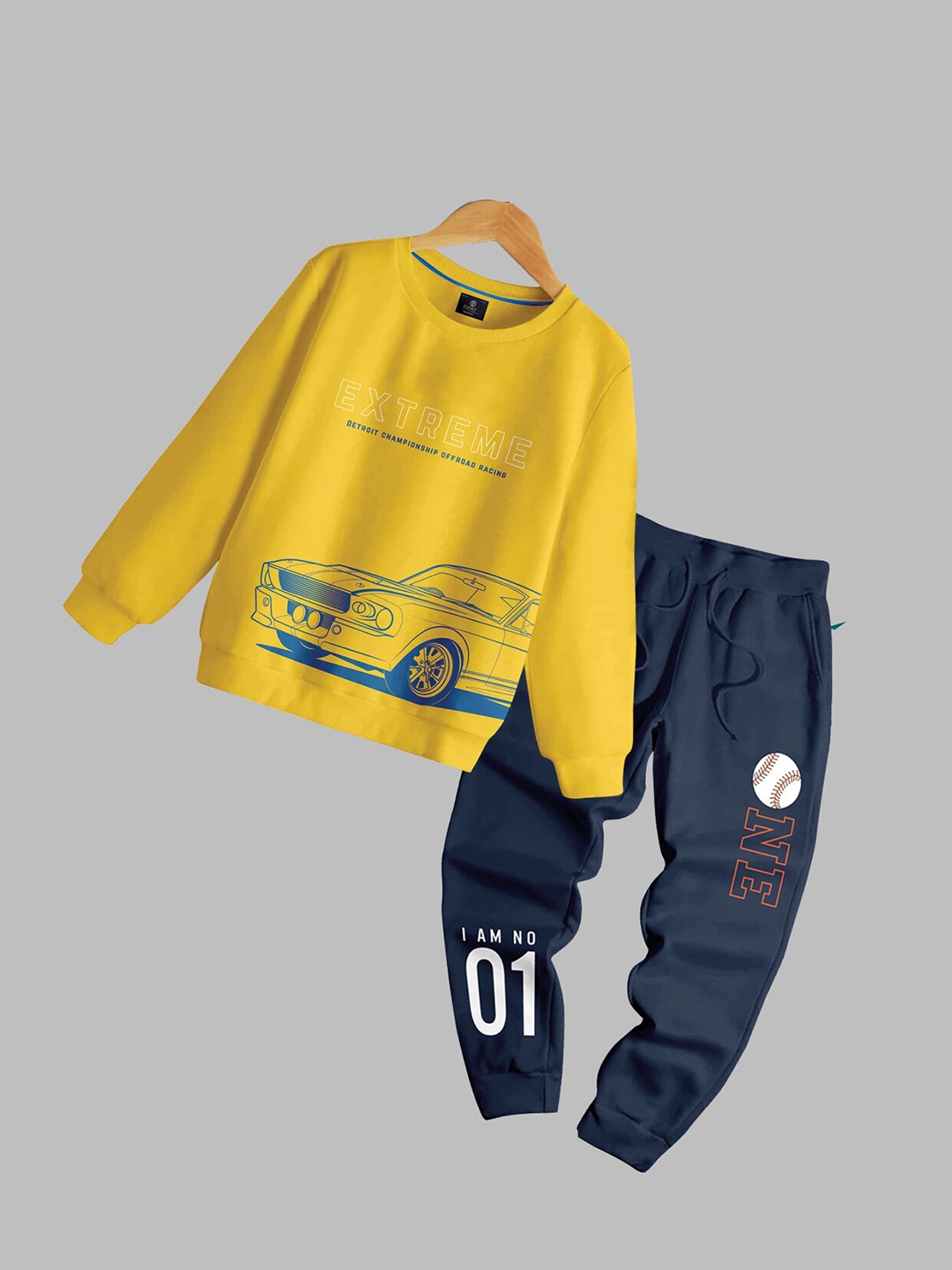 

CODEZ Boys Graphic Printed Sweatshirt With Joggers, Yellow