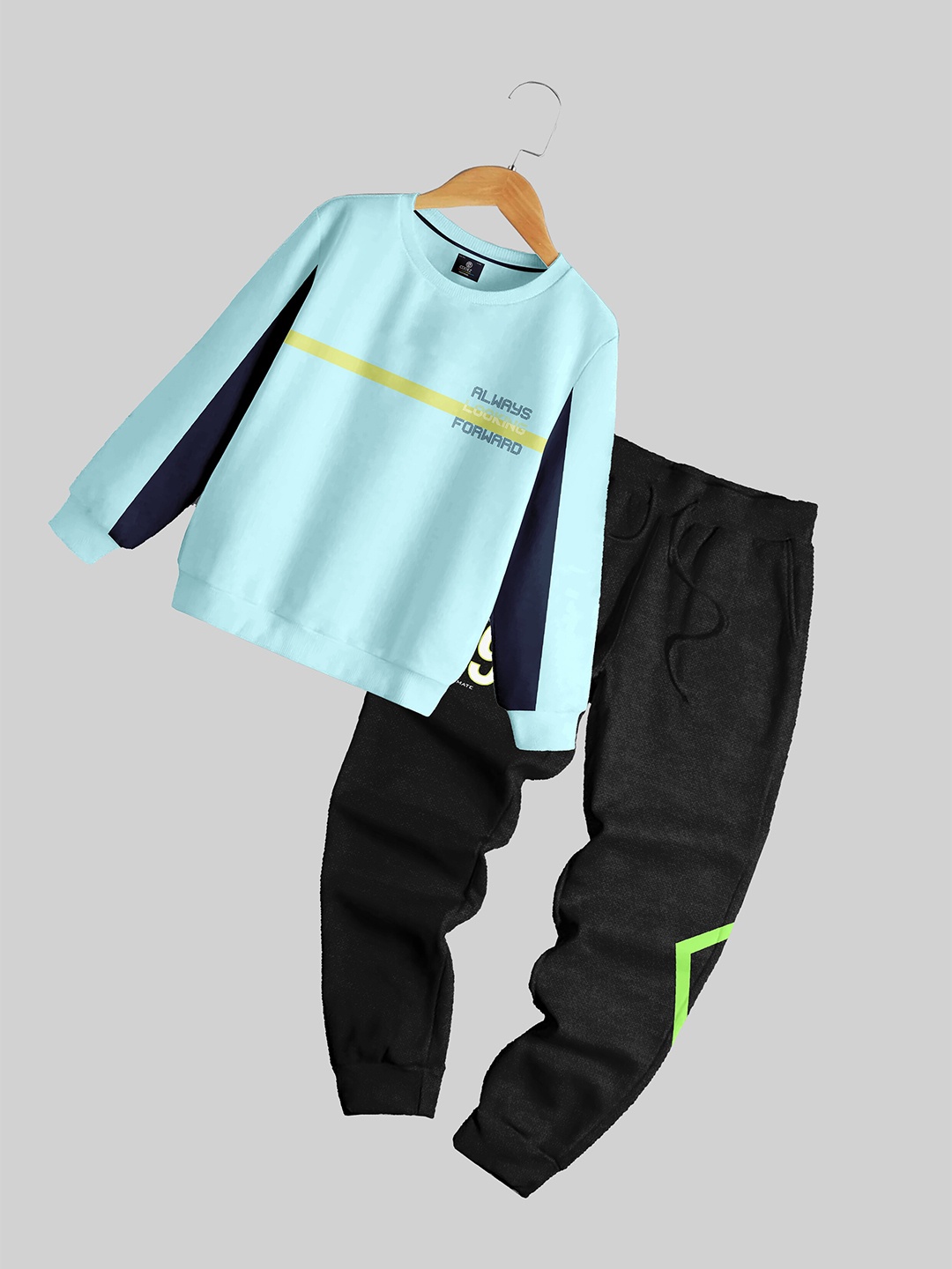 

CODEZ Boys Printed T-shirt with Pyjamas, Turquoise blue