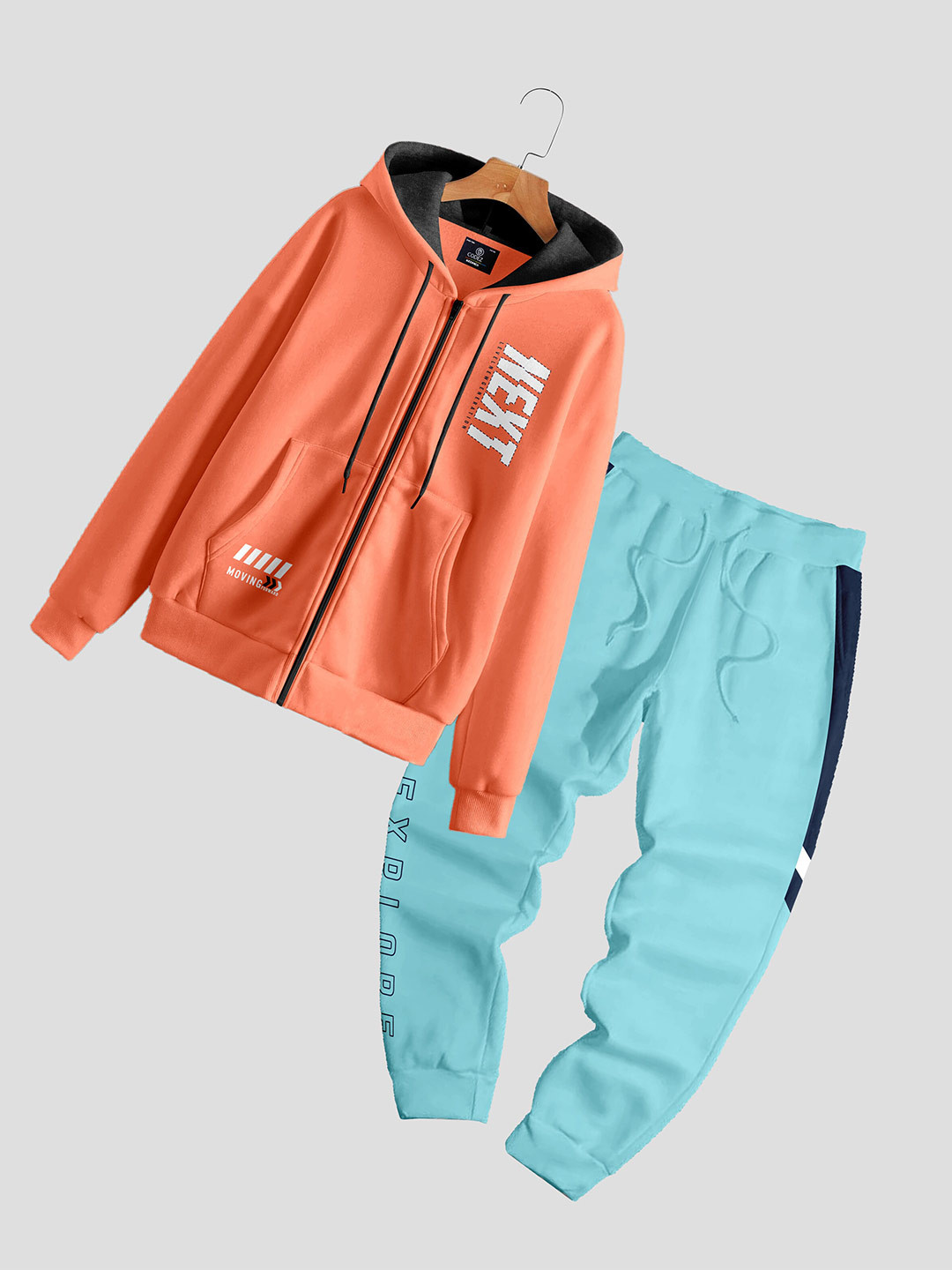 

CODEZ Boys Typography Printed Hooded Sweatshirt With Joggers, Orange