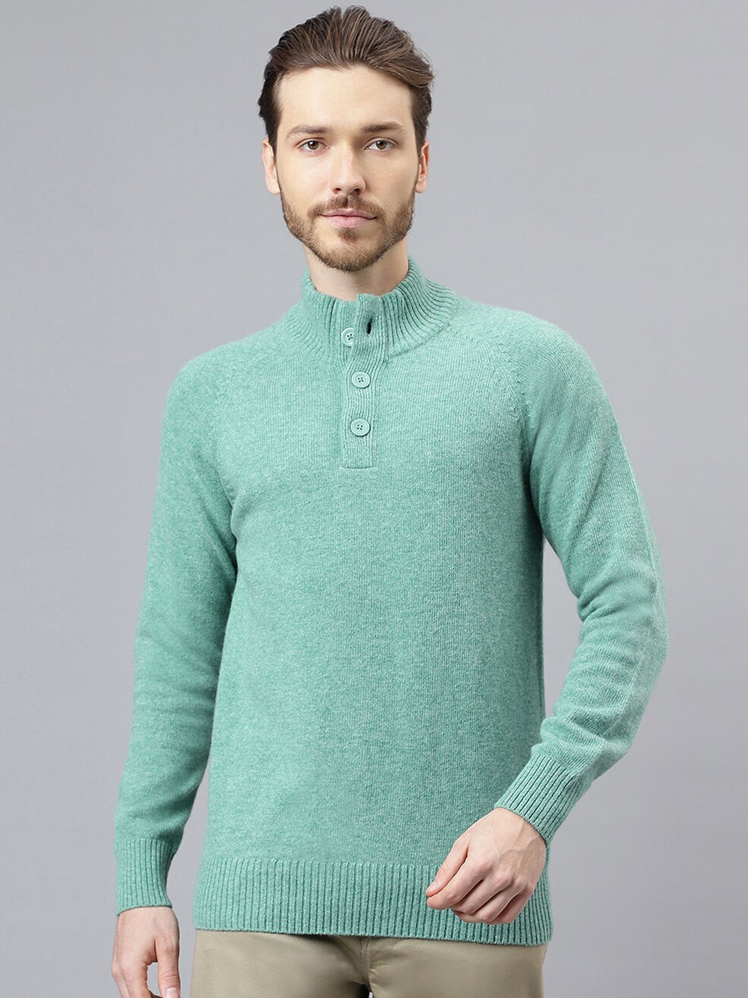 

Woodland Mock Collar Pullover Sweater, Green
