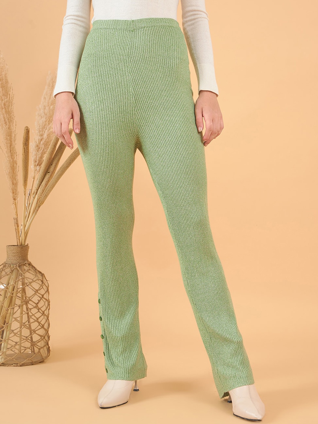 

STYLE BLUSH Women Urban Slim Skinny Fit High-Rise Easy Wash Trousers, Sea green