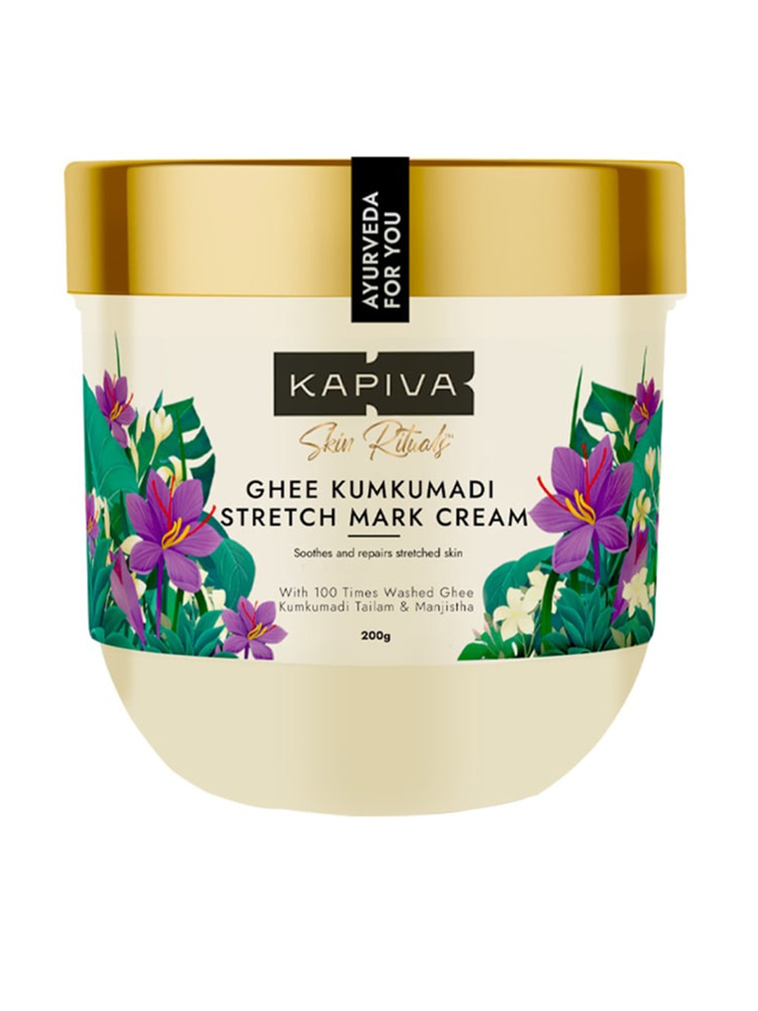 

Kapiva Skin Rituals Ghee Kumkumadi Stretch Mark Cream with Manjistha - 200 g, Yellow