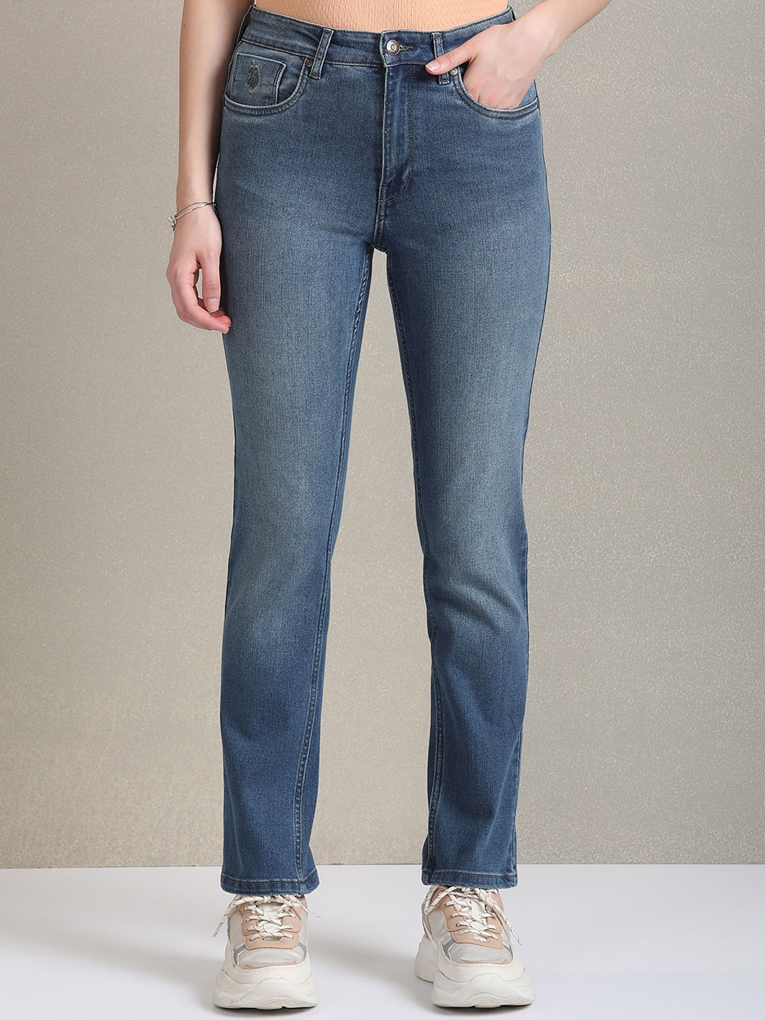 

U.S. Polo Assn. Women Slim Fit Light Fade Stretchable Jeans, Blue