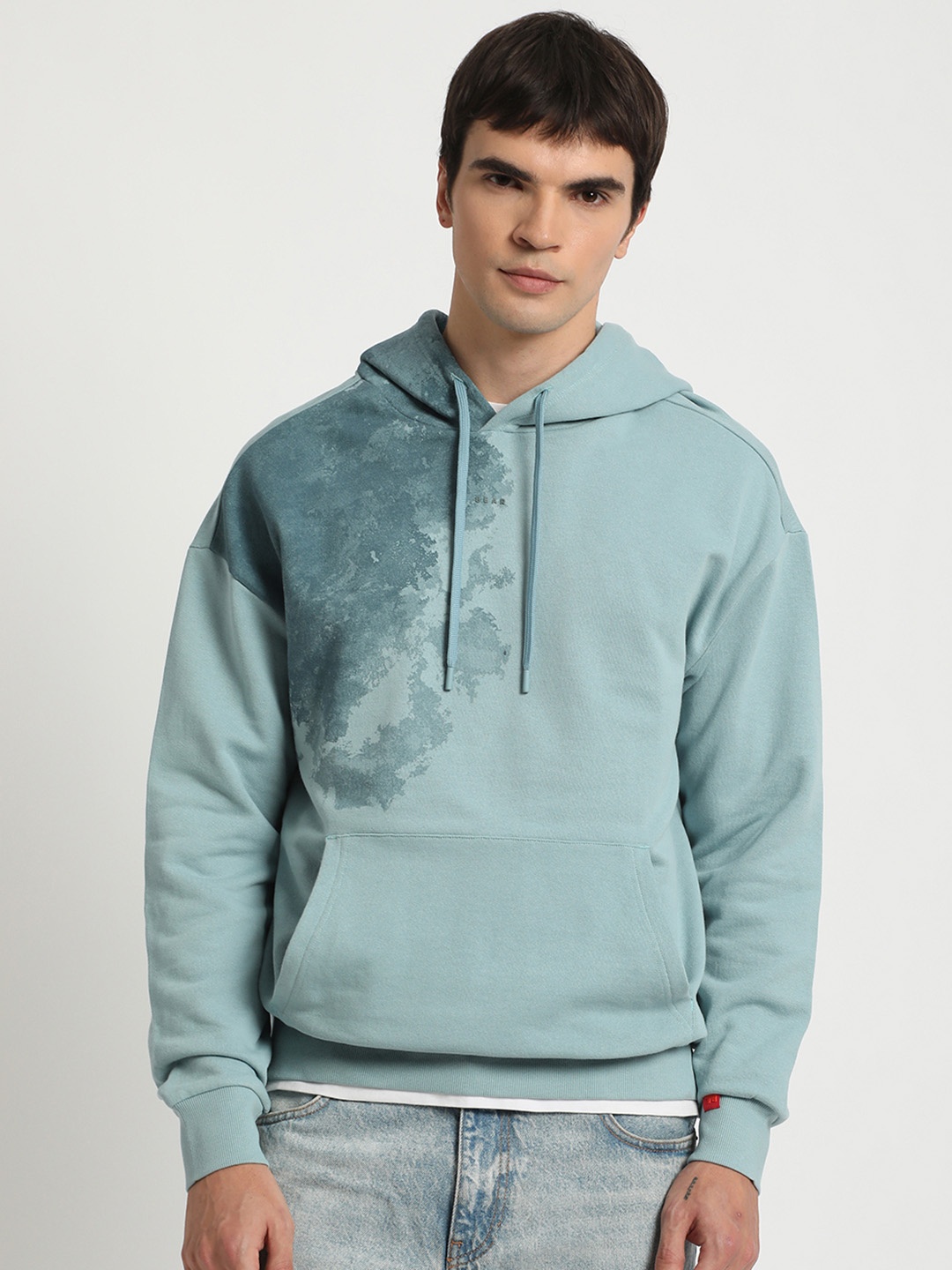 

THE BEAR HOUSE Abstract Printed Hooded Pure Cotton Pullover, Blue