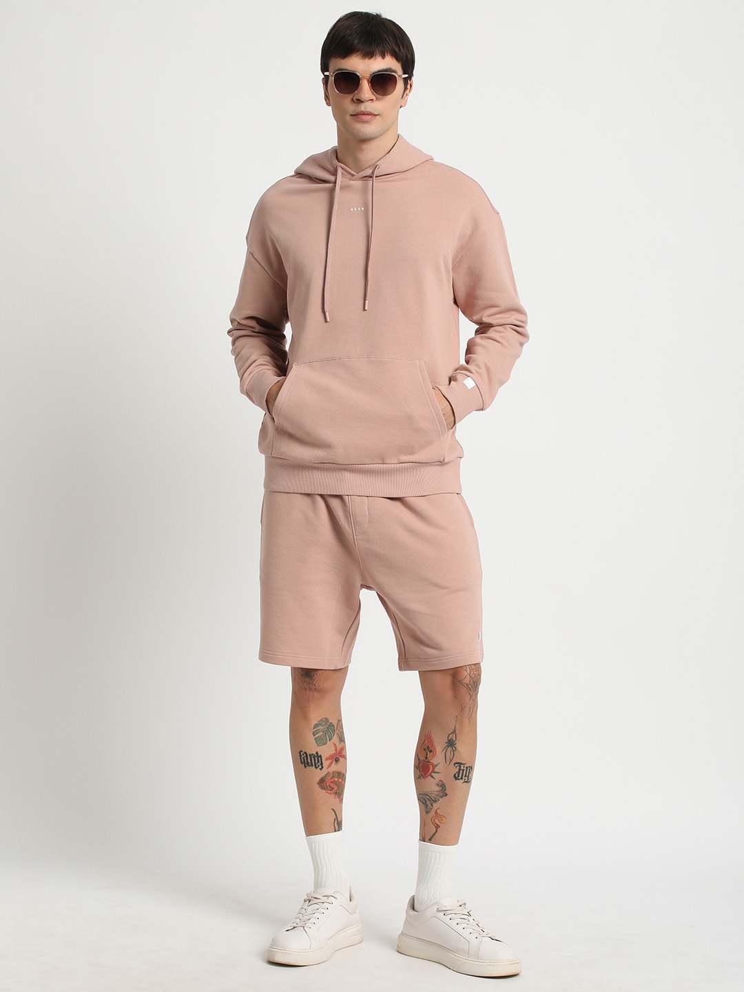 

THE BEAR HOUSE Hooded Pure Cotton Pullover Sweatshirt, Pink