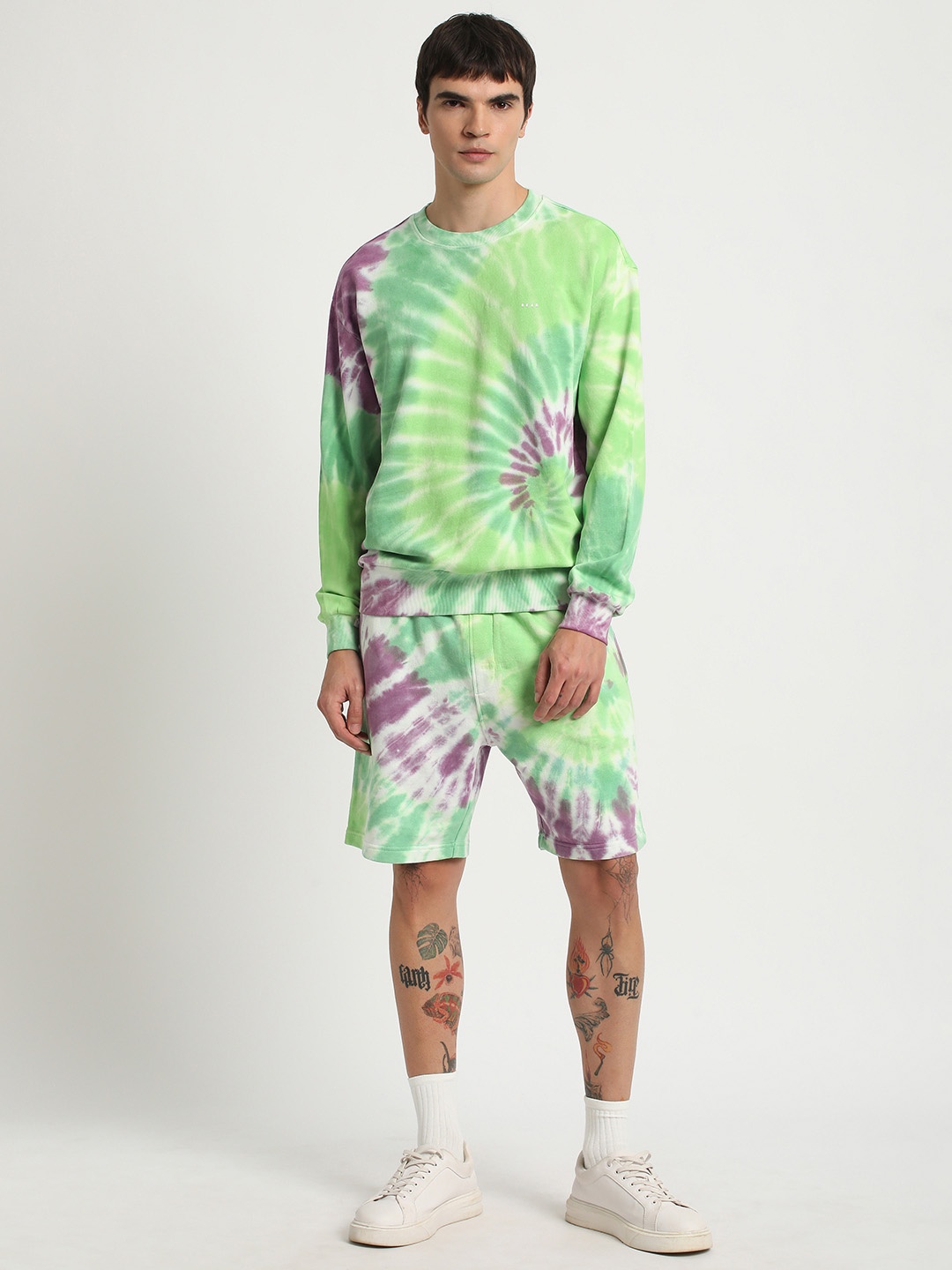 

THE BEAR HOUSE Tie & Dye Pure Cotton Pullover, Green