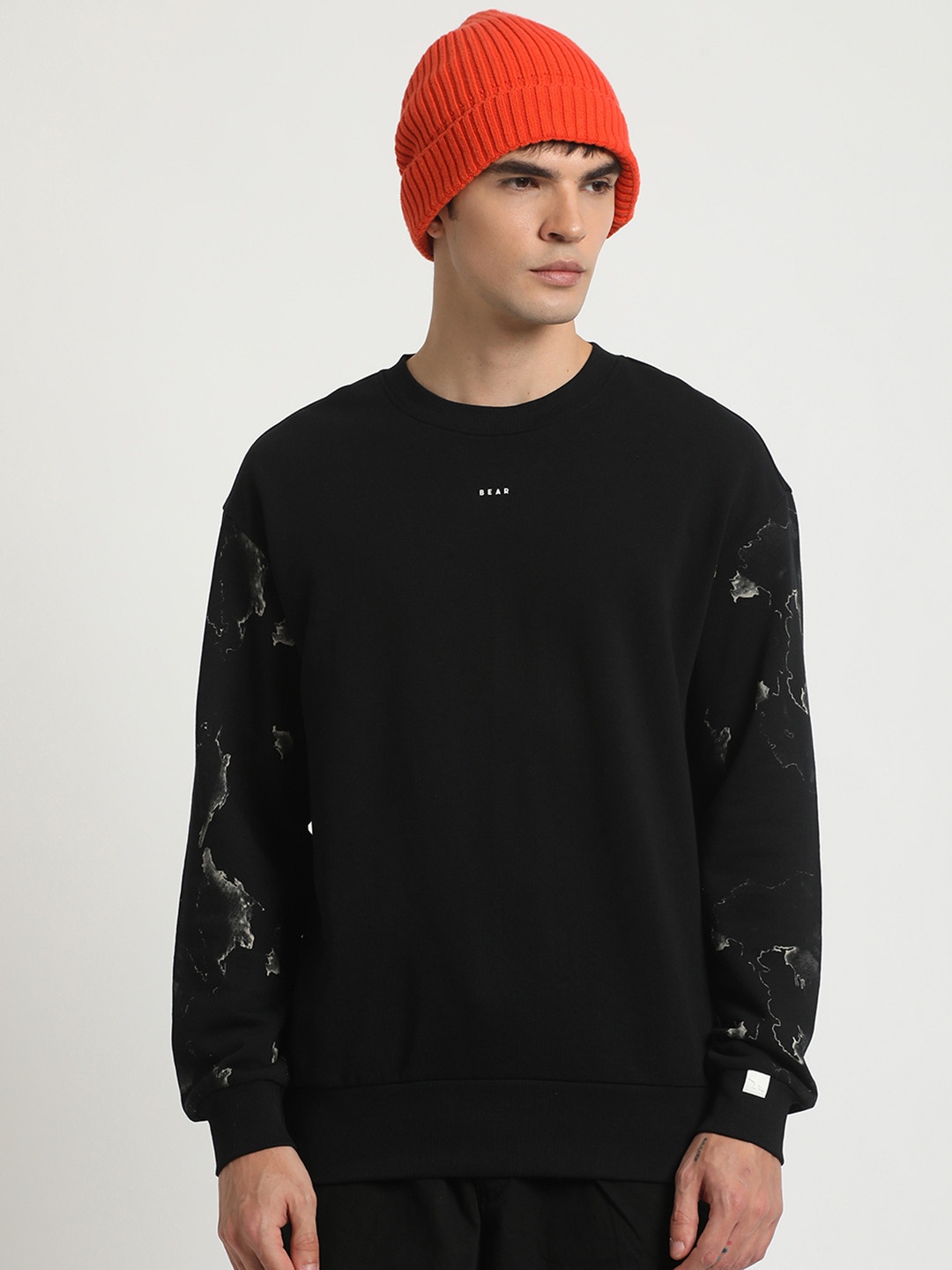 

THE BEAR HOUSE Abstract Printed Pure Cotton Pullover Sweatshirt, Black