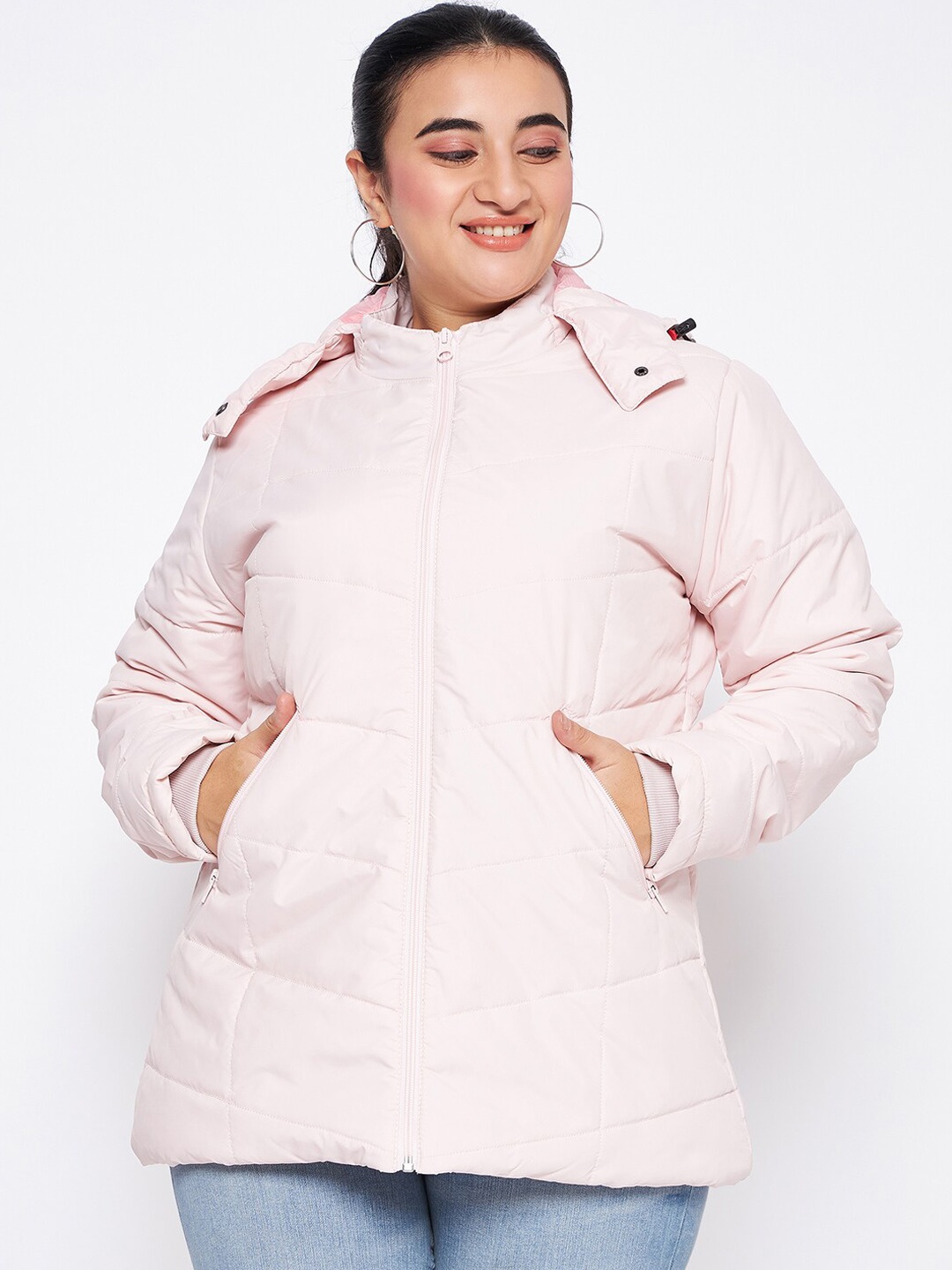 

Adobe Plus Size Long Sleeves Lightweight Puffer Jacket, Pink