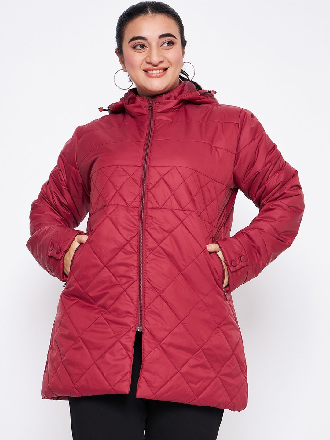 

Adobe Plus Size Lightweight Hooded Padded Jacket, Maroon