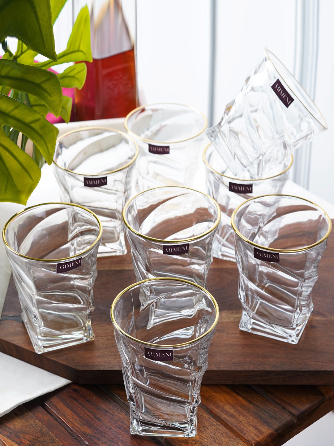 

THE ARTMENT Transparent 8 Pieces Swirl Of Passion Crystal Whiskey Glasses 320 ml Each