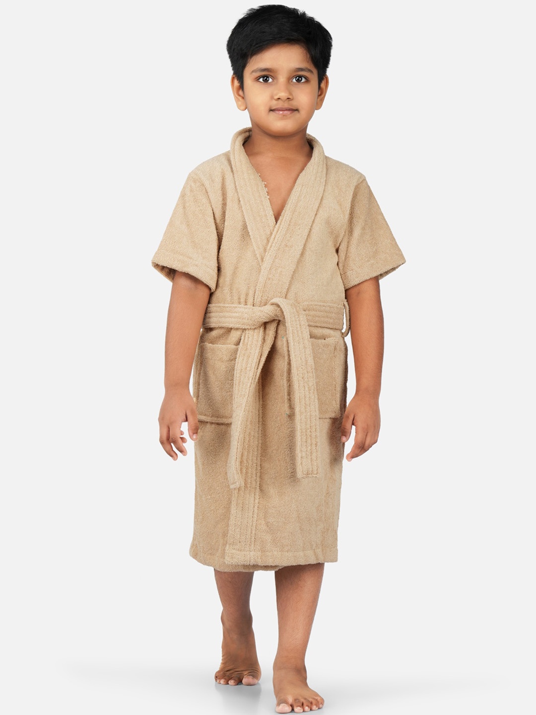 

RANGOLI Kids Beige Pure Cotton Super Absorbent 400 GSM Bath Robe