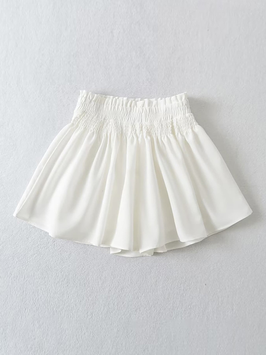 

LULU & SKY Women Slim Fit High-Rise Pleated Wide Shorts, White