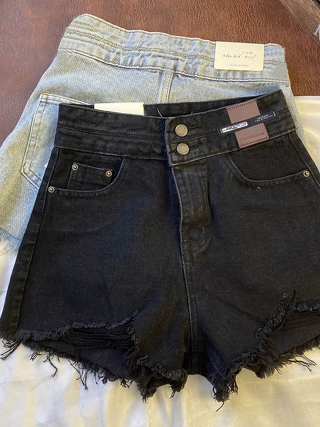

LULU & SKY Women High-Rise Denim Shorts, Black