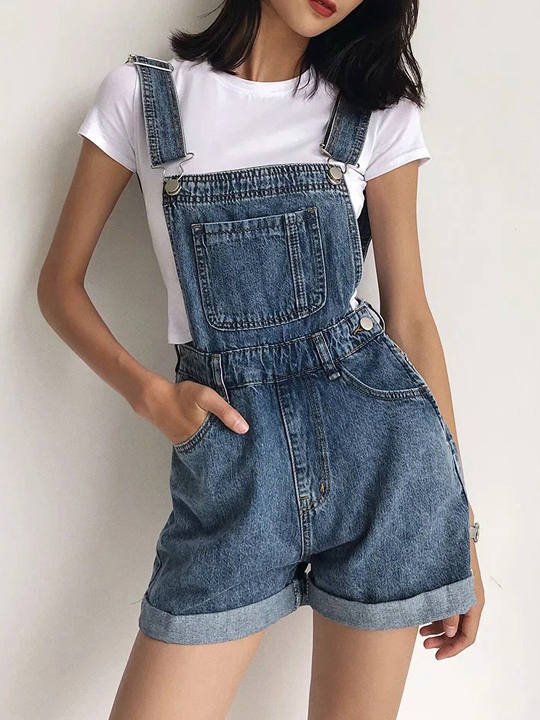 

LULU & SKY Women High-Rise Cotton Denim Shorts, Blue