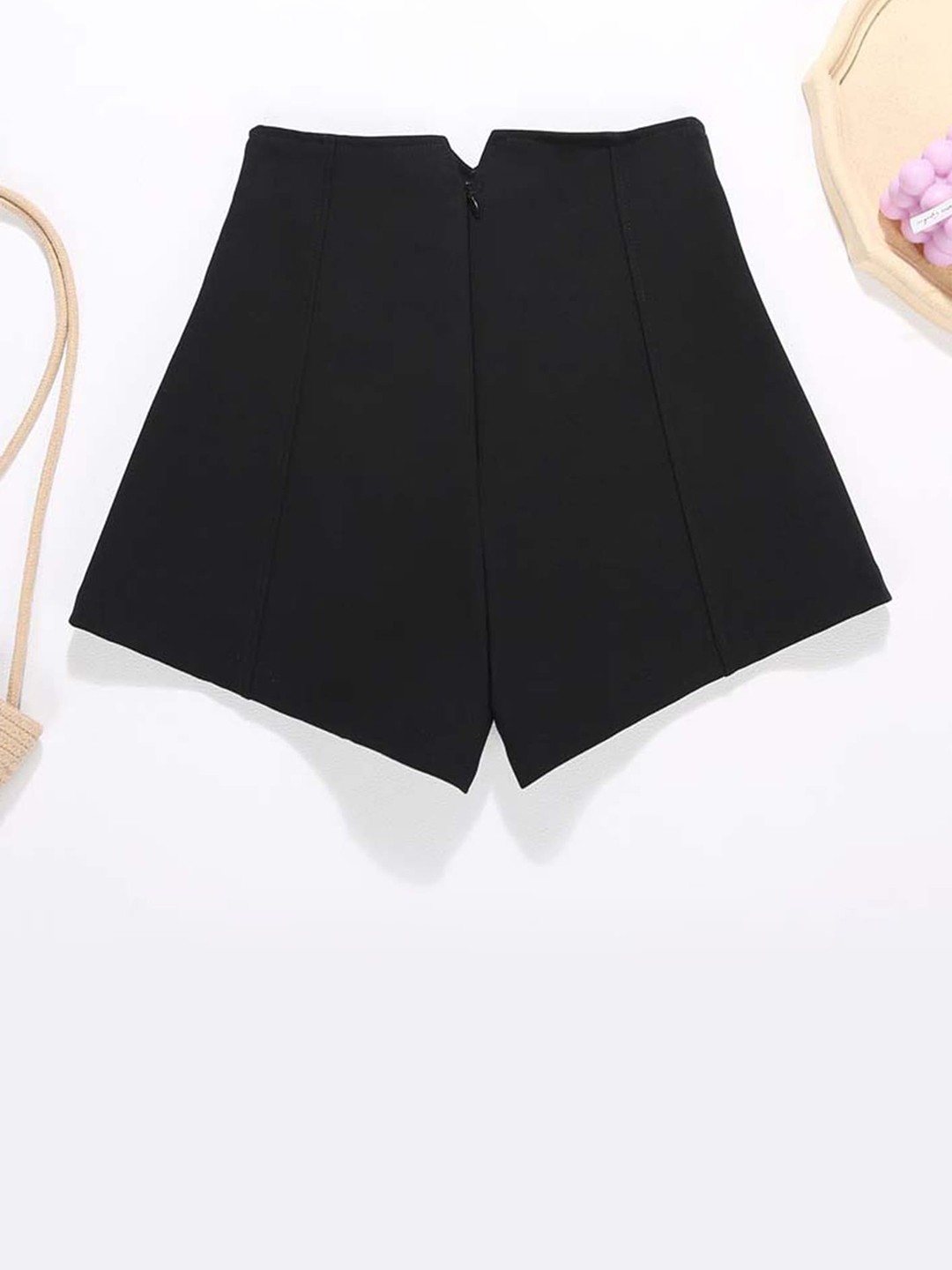 

LULU & SKY Women Slim Fit High Rise Cotton Regular Shorts, Black