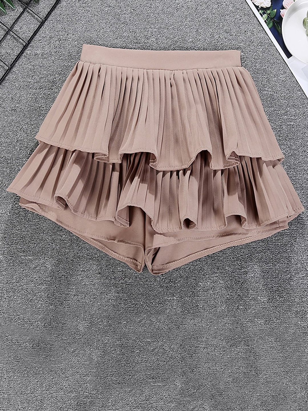 

LULU & SKY Women Slim Fit High Rise Cotton Regular Shorts, Khaki