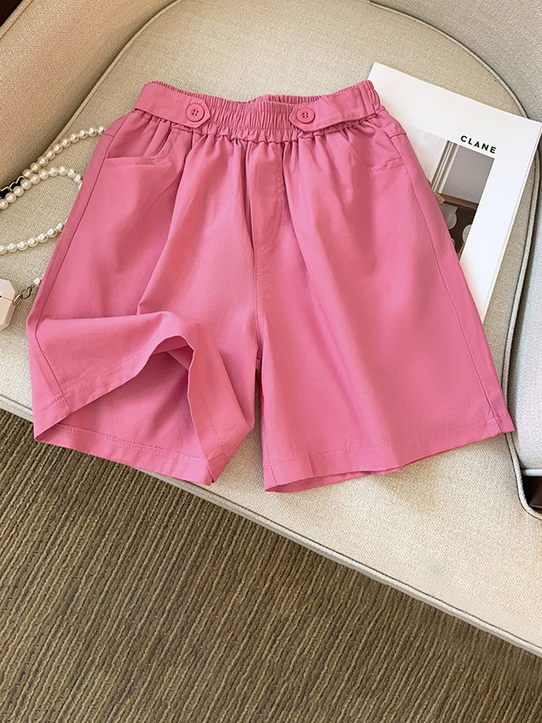 

LULU & SKY Women Slim Fit High-Rise Regular Shorts, Pink