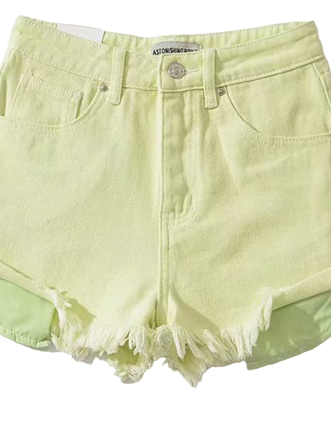 

LULU & SKY Women Slim Fit High-Rise Denim Shorts, Green