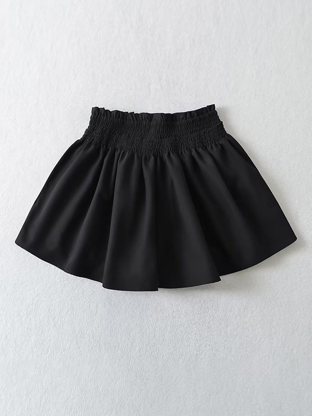 

LULU & SKY Women High-Rise Gathered Detailed Smocked Waist Skorts, Black
