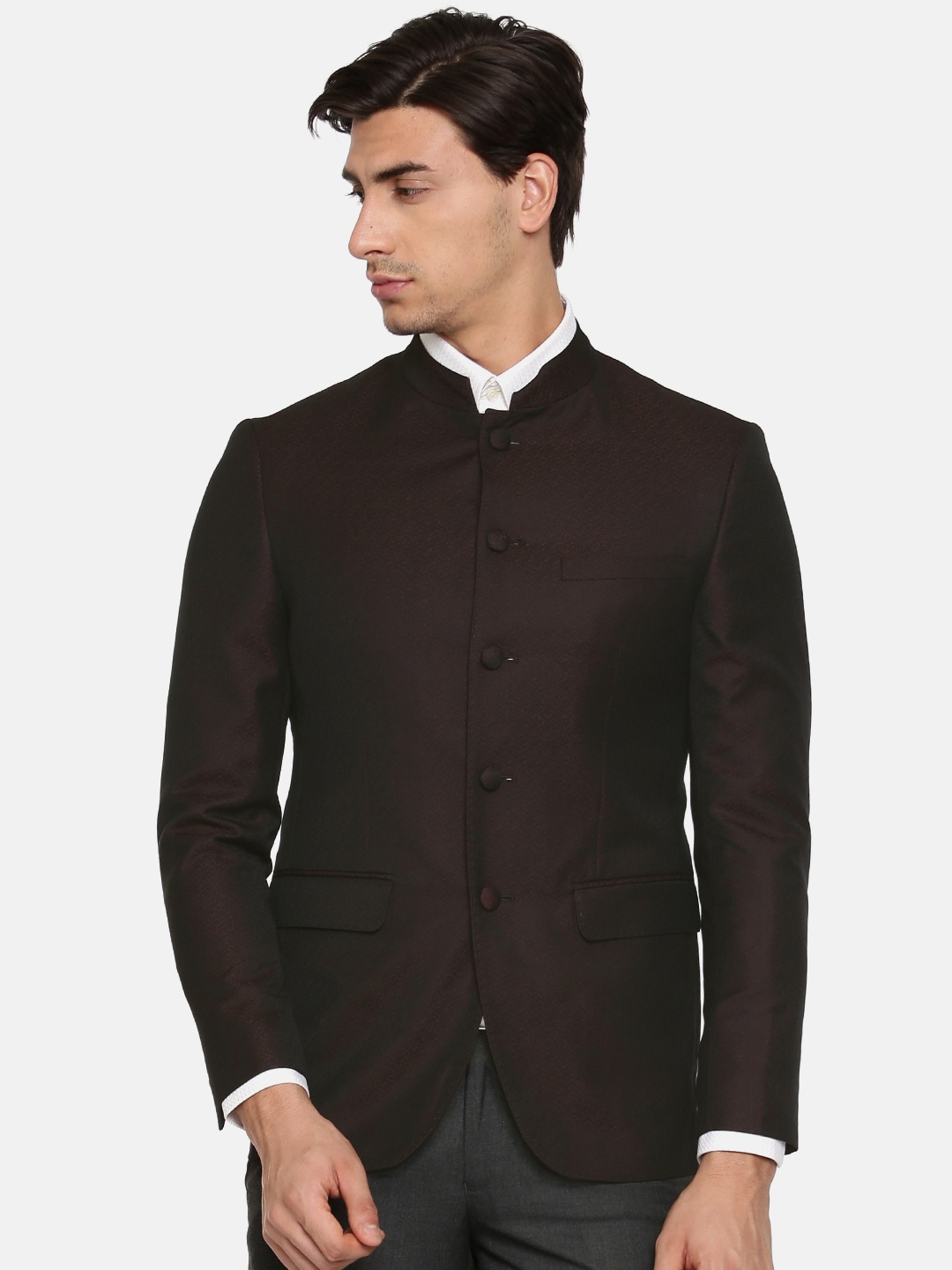 

Peter England Brown Self-Design Neo Slim Fit Single-Breasted Casual Blazer