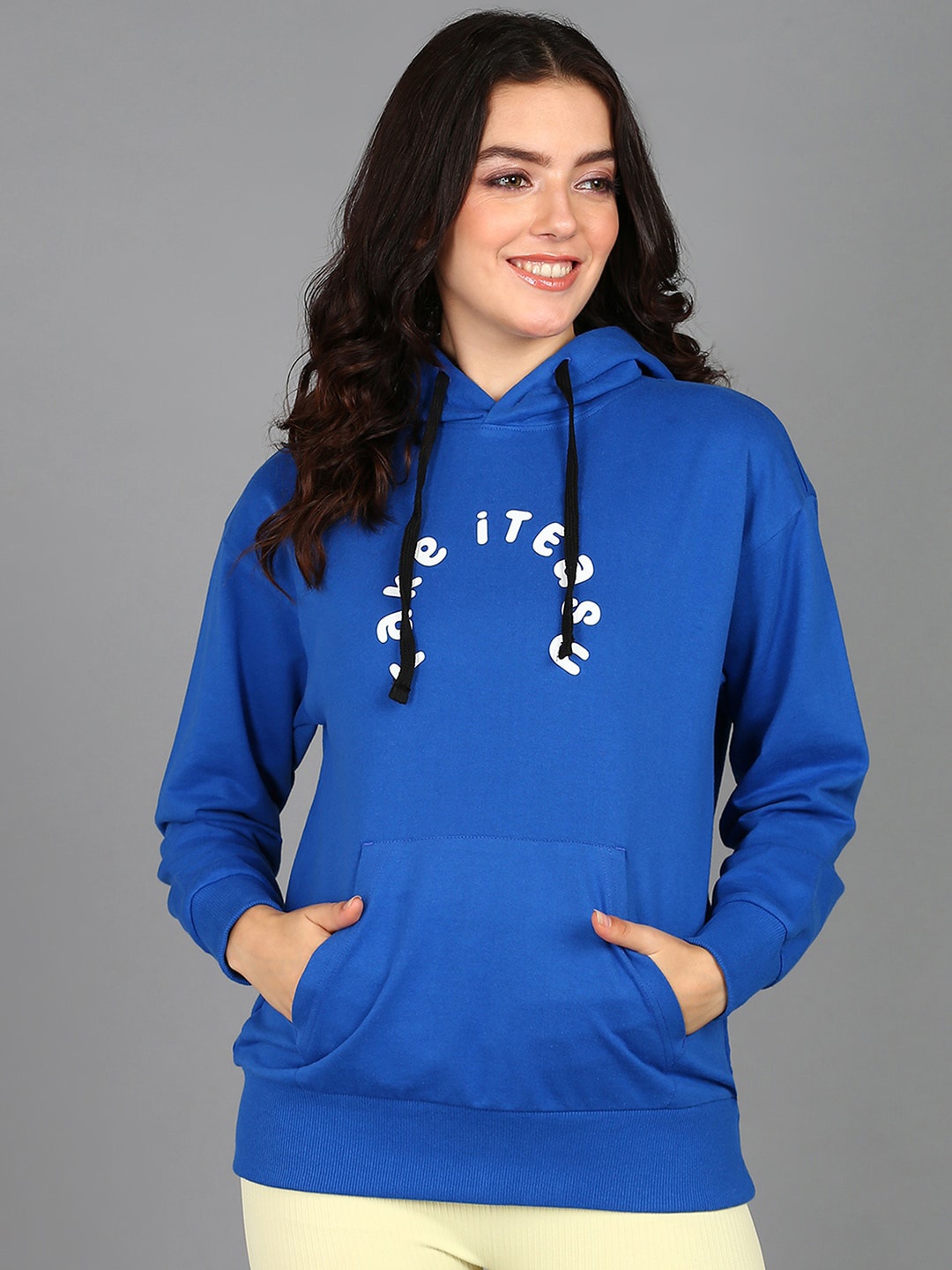 

The Roadster Lifestyle Co. Typography Printed Hooded Pullover, Blue