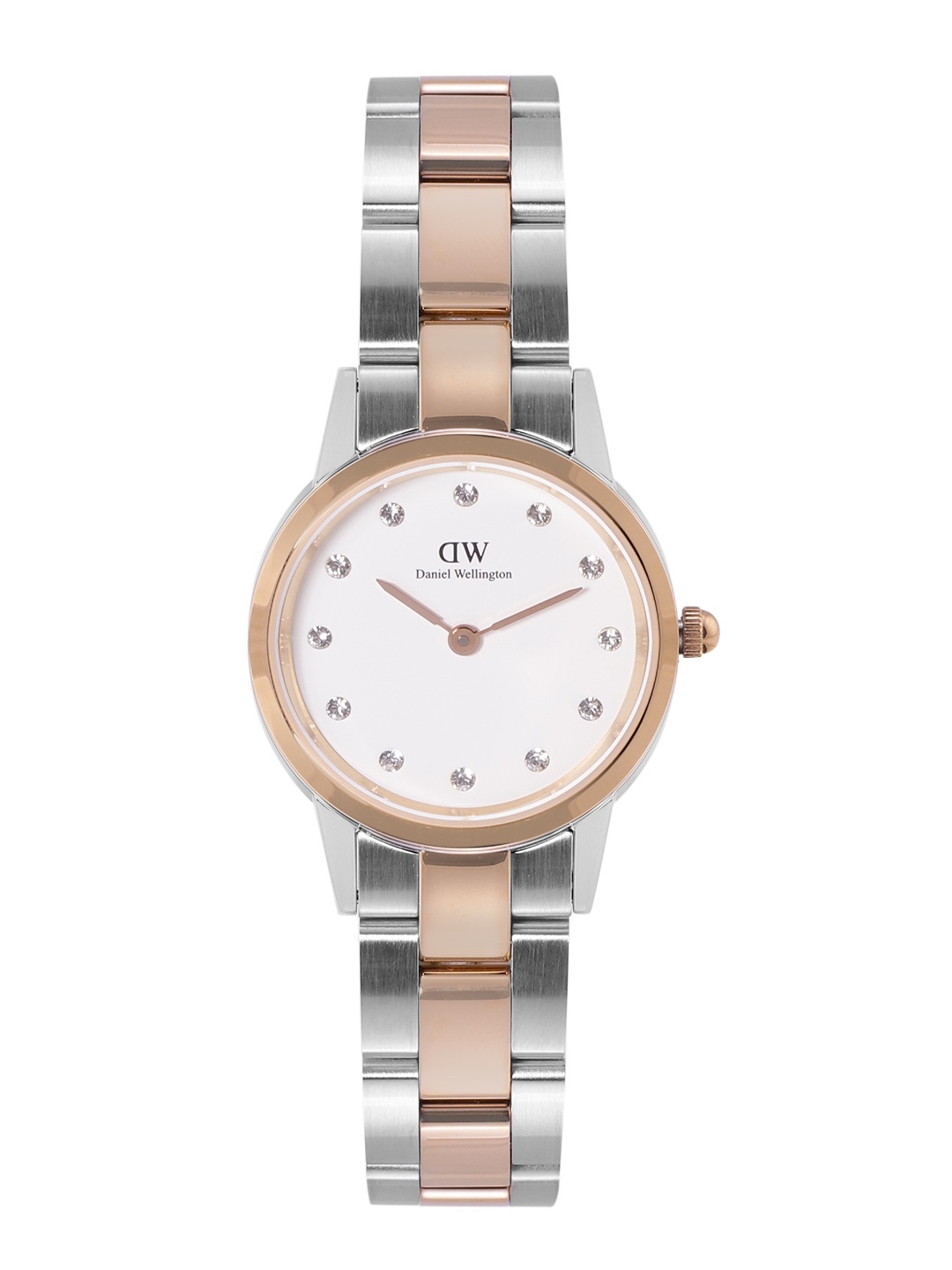 

Daniel Wellington Women Iconic Link Lumine Embellished Dial Analogue Watch DW00100359K, White