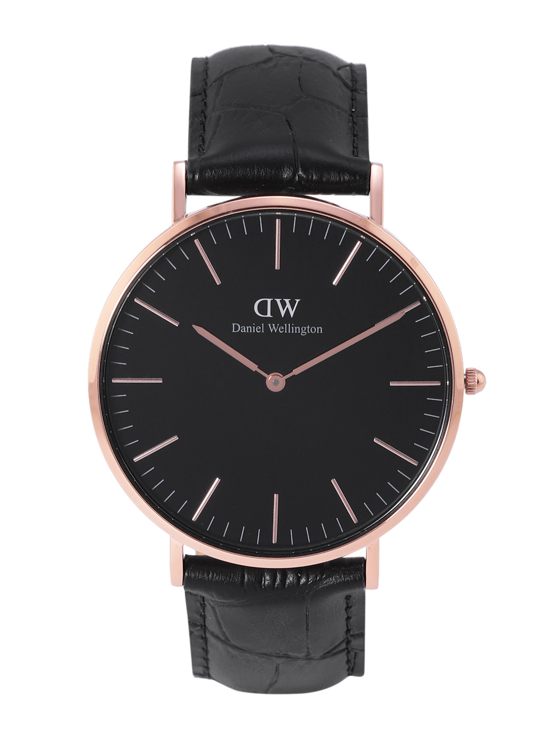 

Daniel Wellington Men Leather Straps Classic 40 Reading RG Analogue Watch- DW00100129K, Black