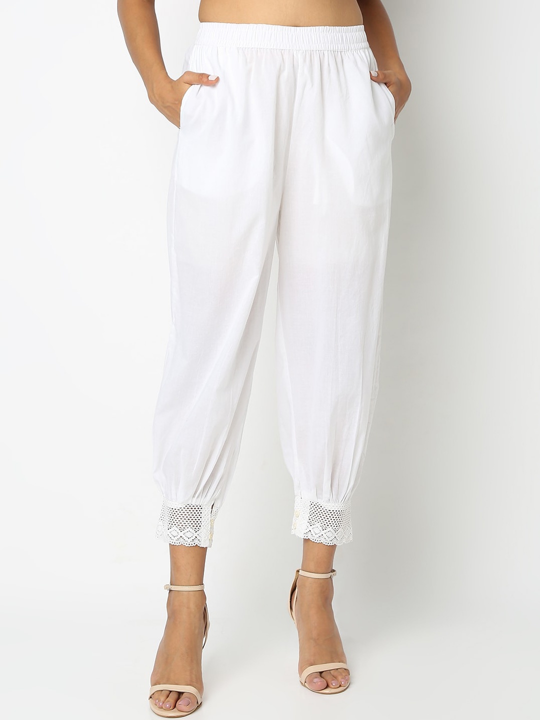 

Ethnicity Women Mid-Rise Cotton Ethnic Trousers, White