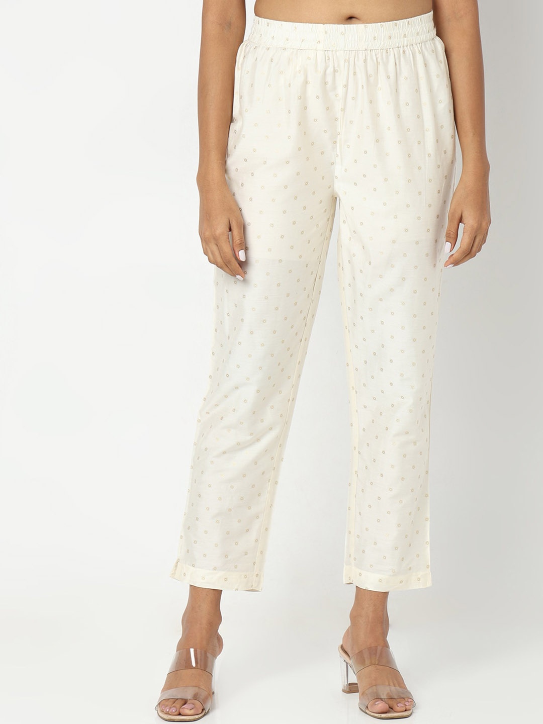 

Ethnicity Women Ethnic Motif Printed Ethnic Trousers, Off white