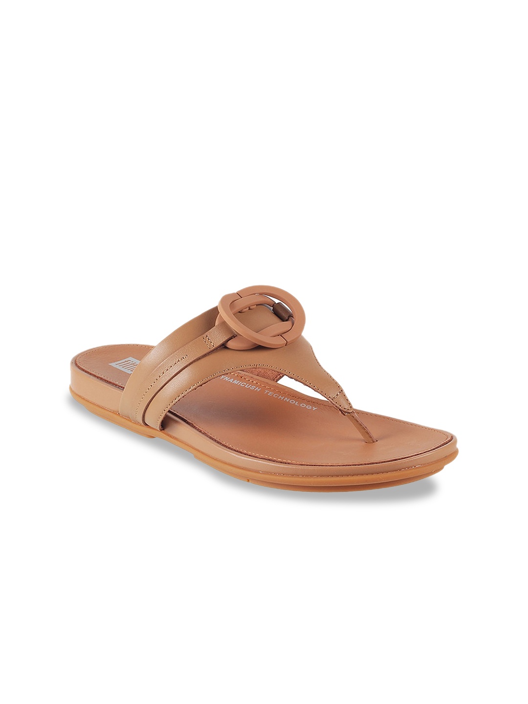 

fitflop Buckle Detail Leather Open Toe Flats, Tan