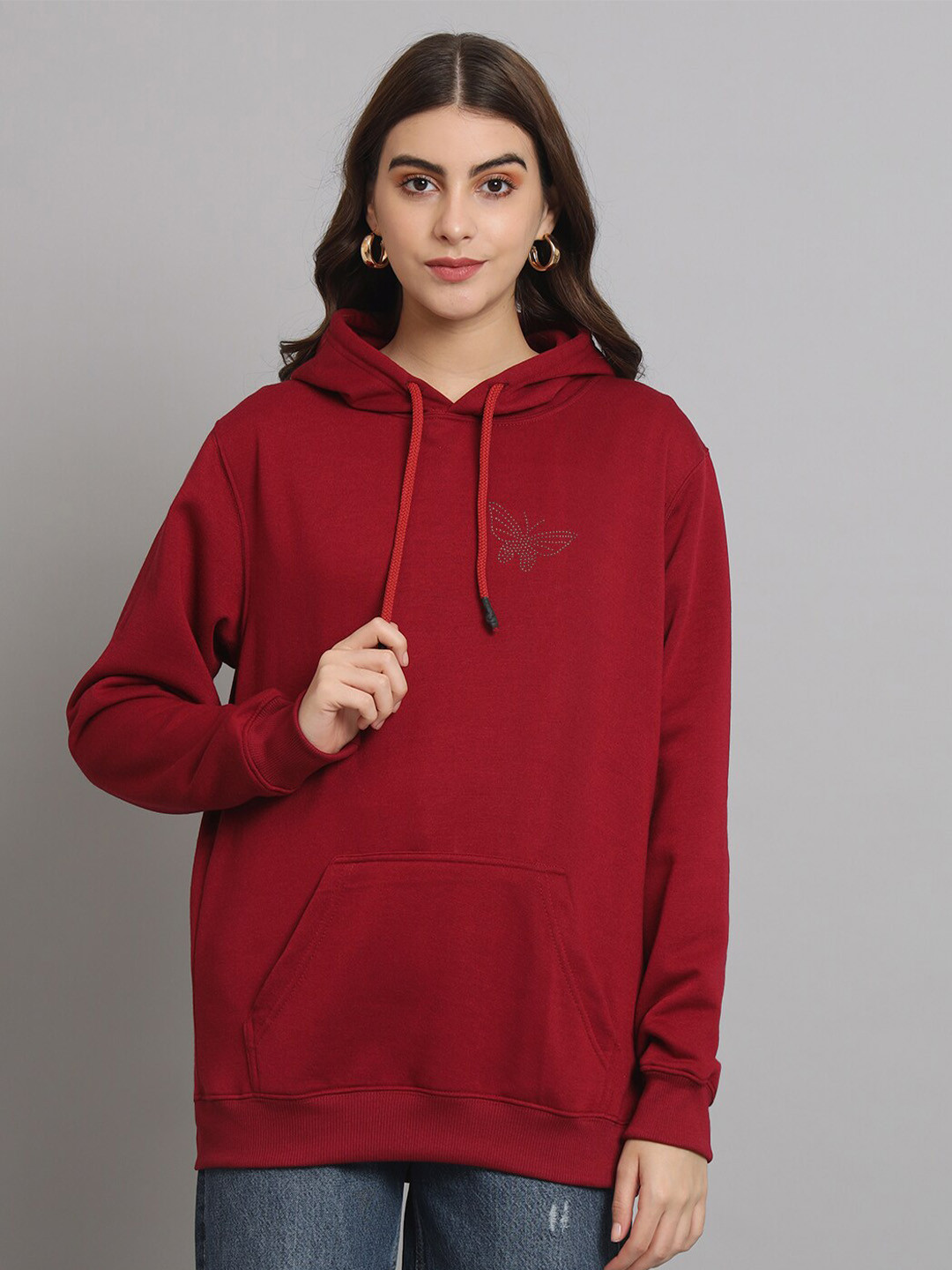 

urSense Hooded Oversized Fleece Sweatshirt, Maroon