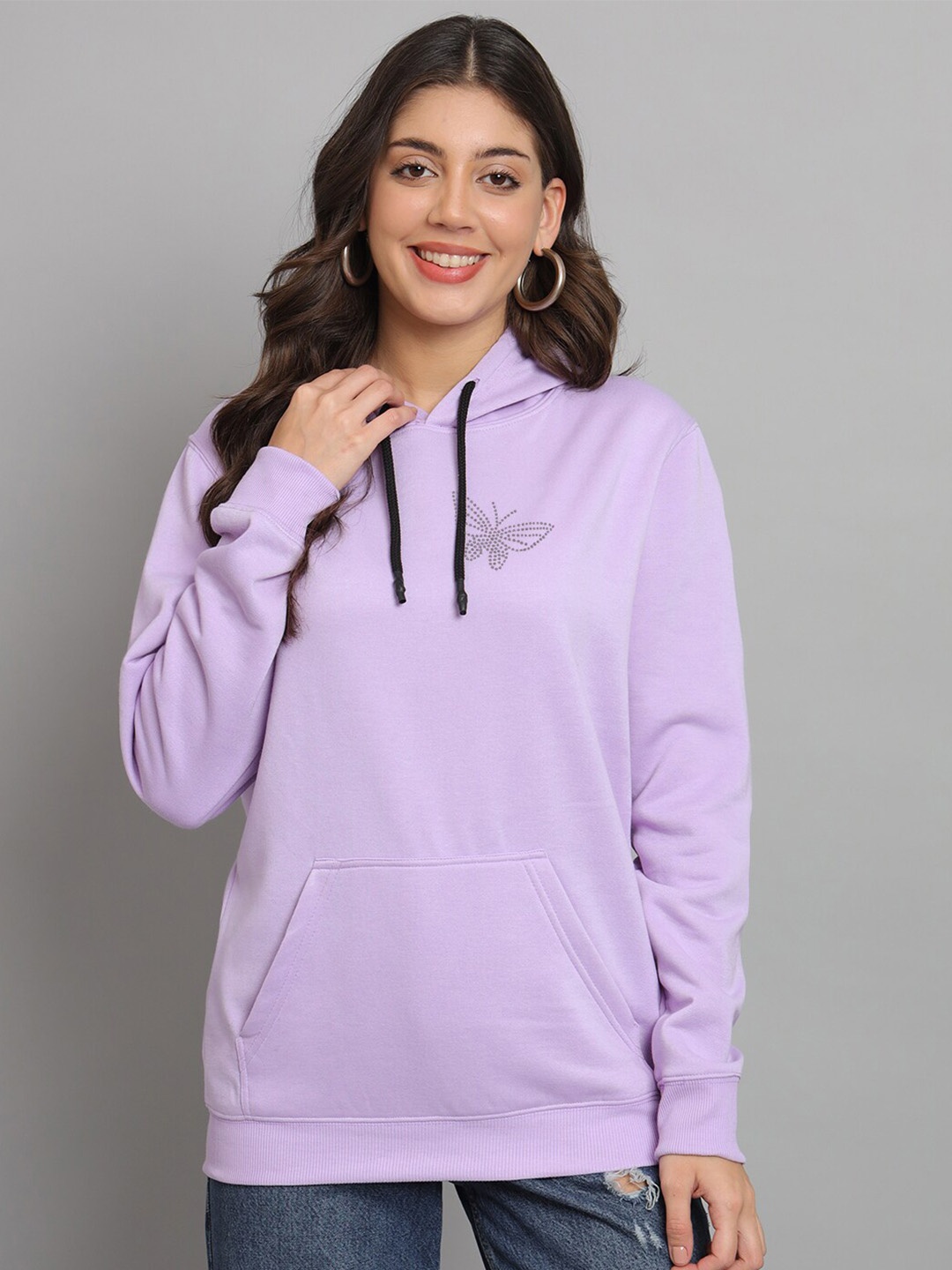 

urSense Hooded Oversized Fleece Sweatshirt, Lavender