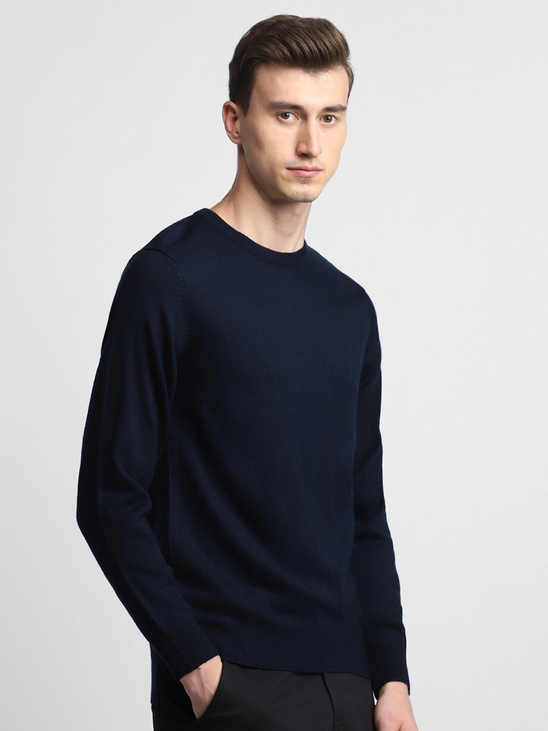 

Dennis Lingo Round Neck Acrylic Pullover Sweater, Navy blue