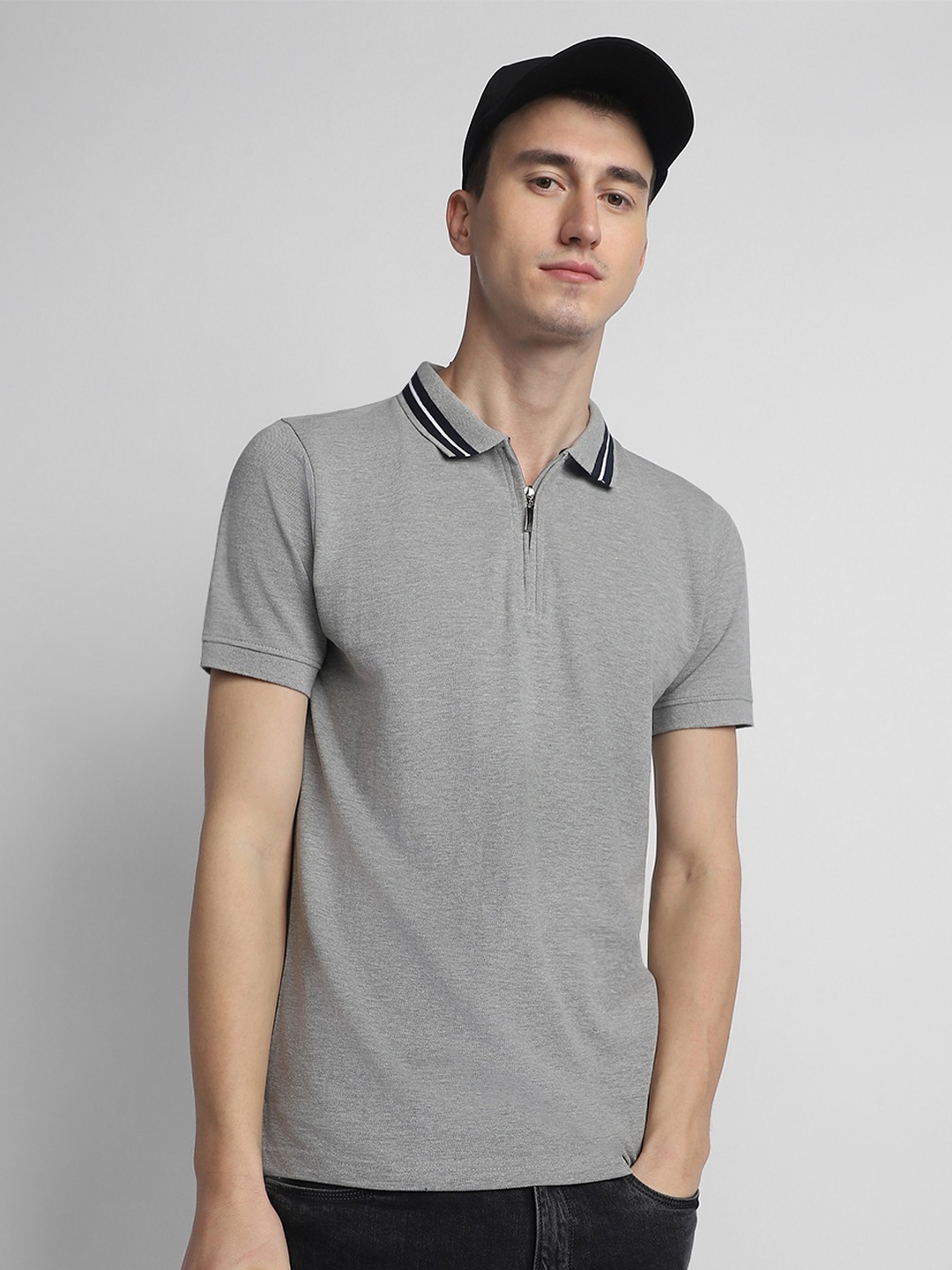 

Dennis Lingo Polo Collar Cotton T-shirt, Grey