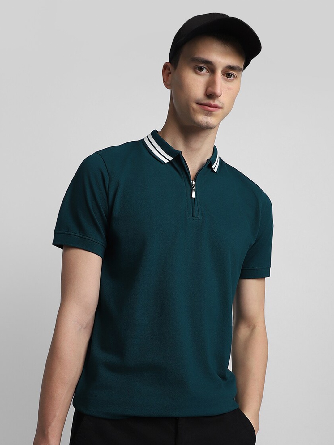 

Dennis Lingo Polo Collar Cotton T-shirt, Teal