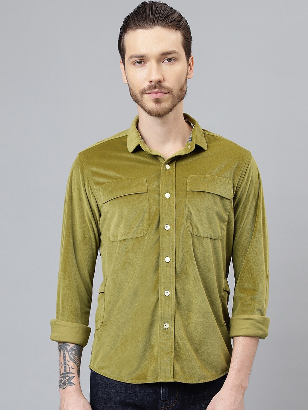 

Woods Spread Collar Shirt, Green