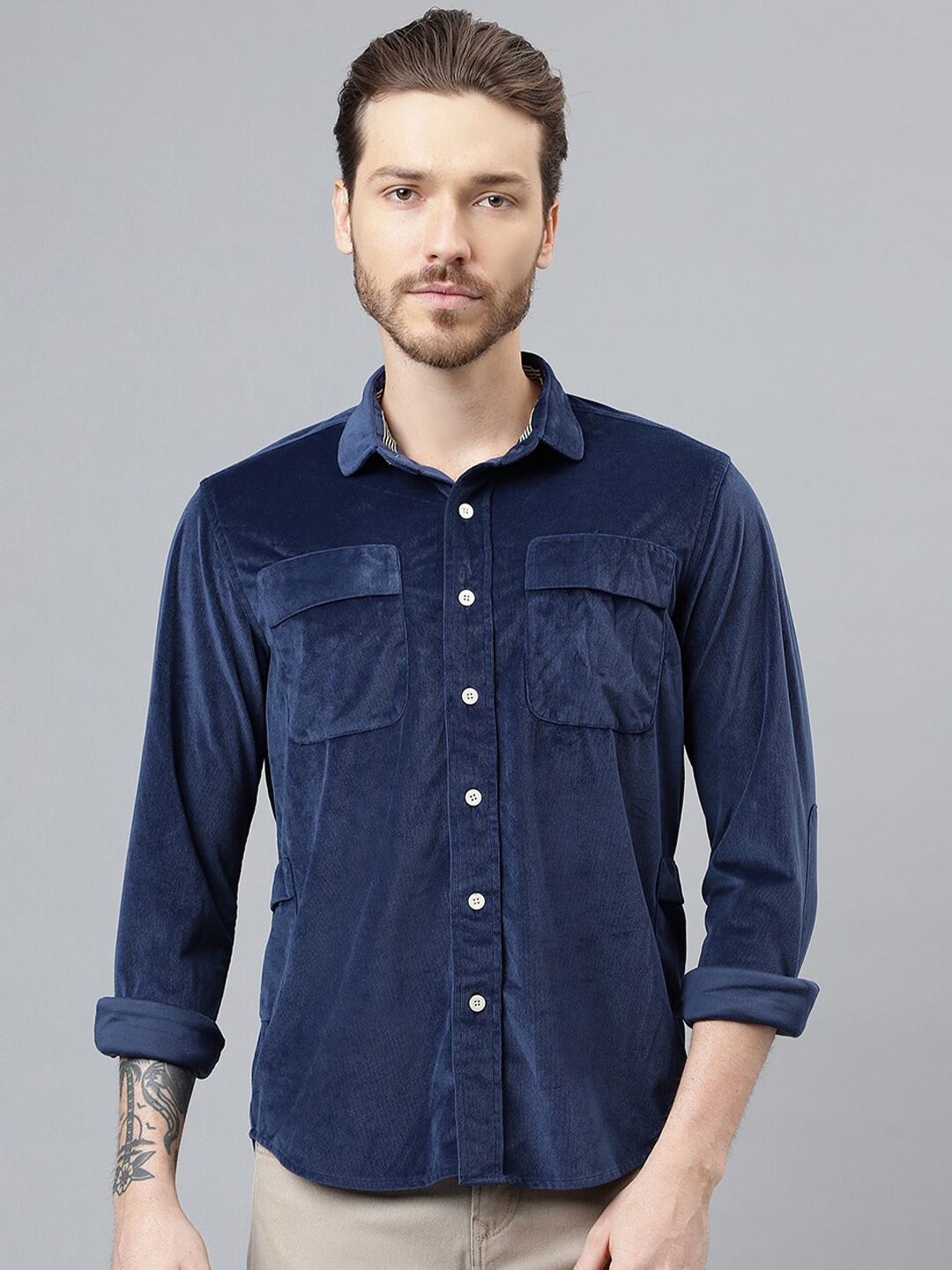 

Woods Spread Collar Casual Shirt, Blue