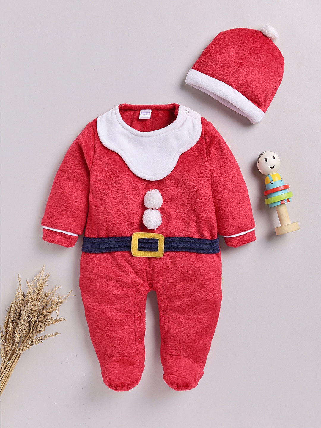 

Moms Love Infants Santa Sleepsuit with Beanie, Red