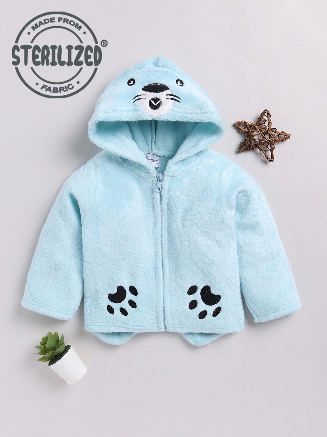 

Moms Love Infant Boys Dog Face Paw Hooded Bomber Jacket, Turquoise blue