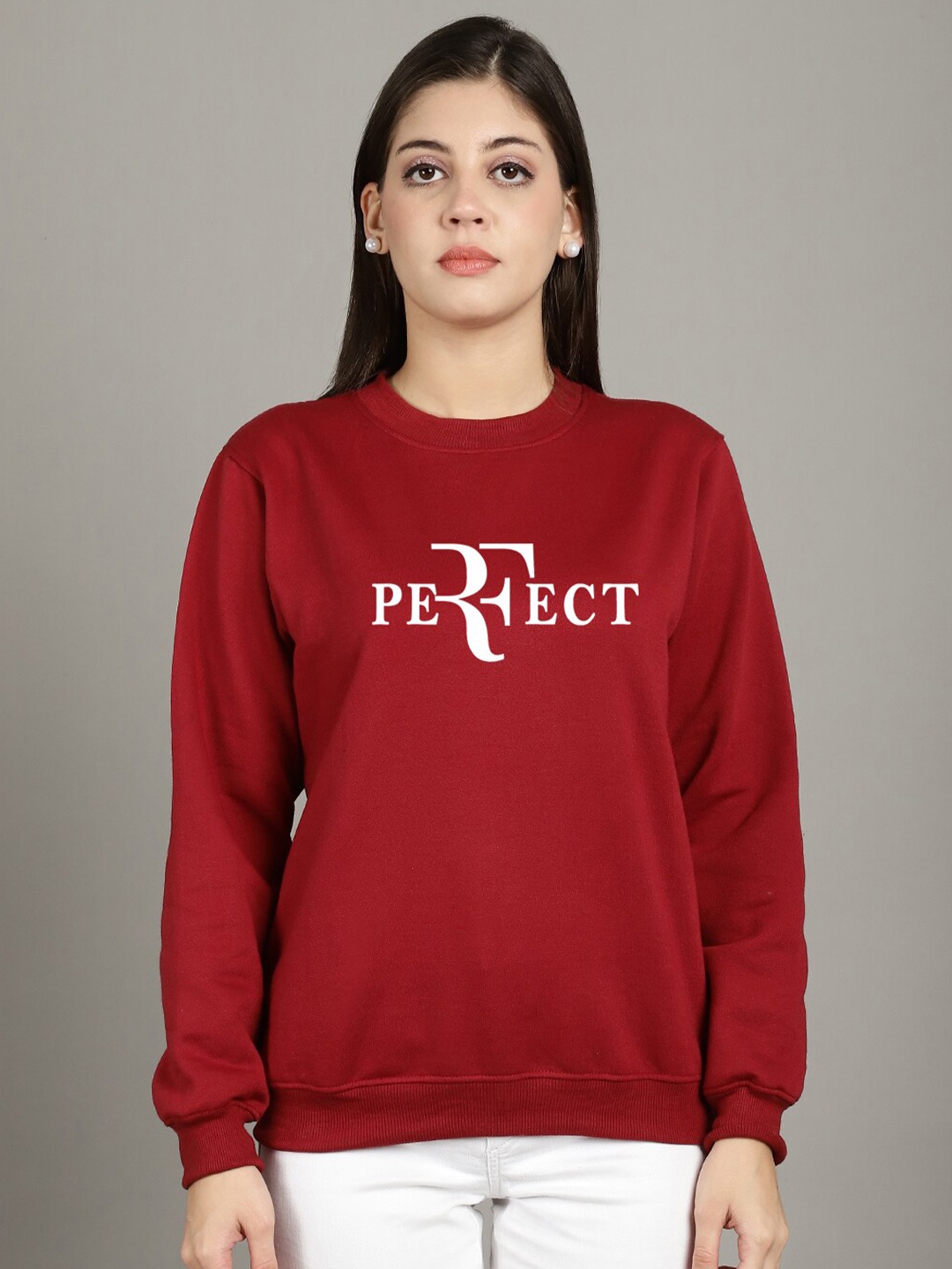 

GRACIT Typographic Printed Fleece Sweatshirt, Maroon