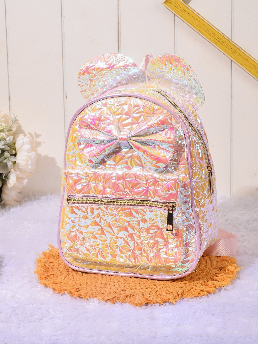 

POPLINS Kids Graphic Embellished Detailed Backpack, Gold