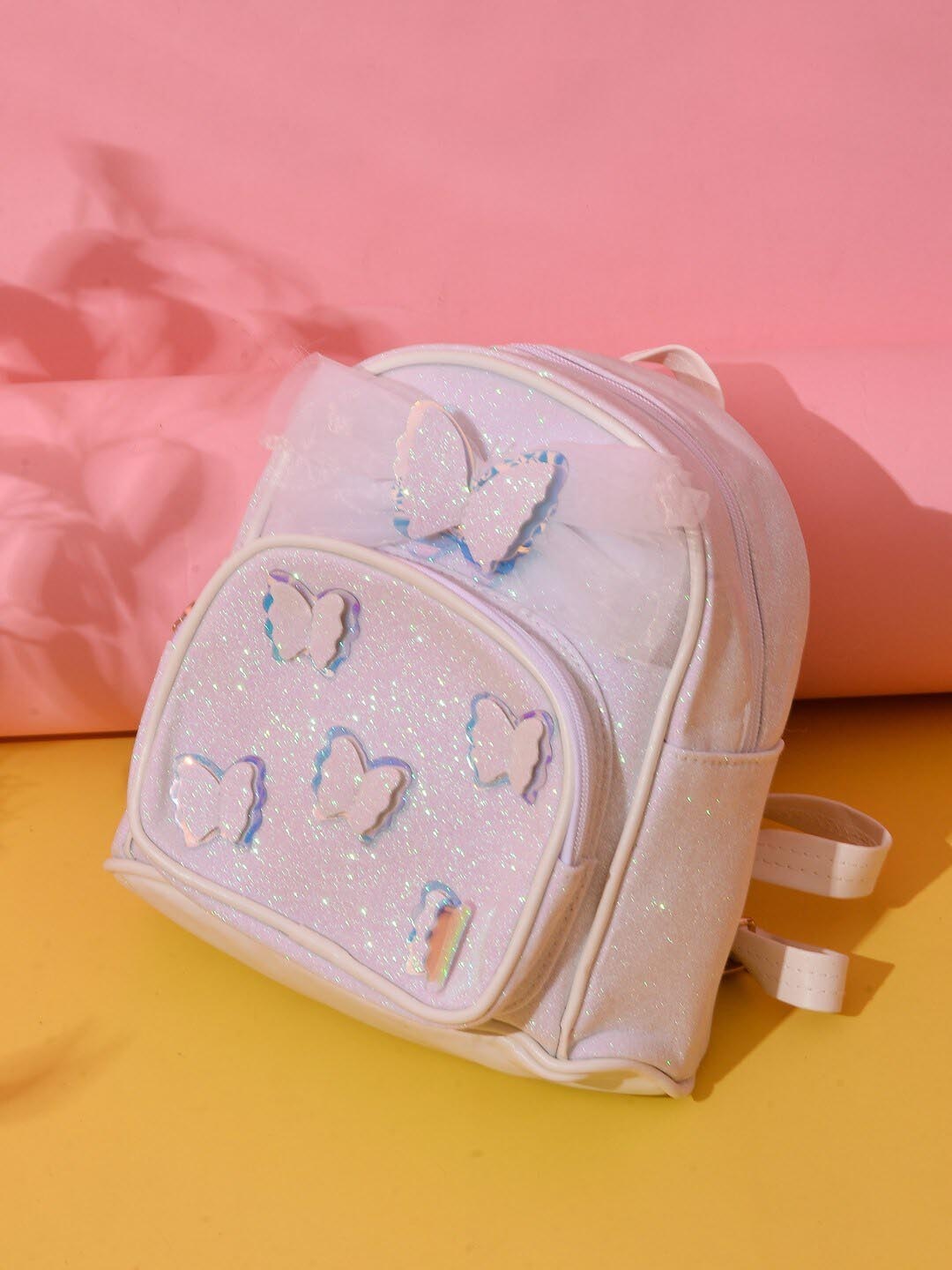 

POPLINS Kids Graphic Printed Embellished Backpack, White