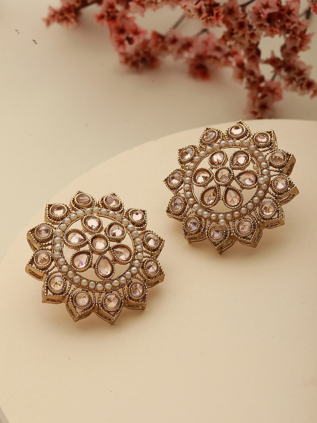 

Jazz and Sizzle Gold-Plated Floral Stud Earrings