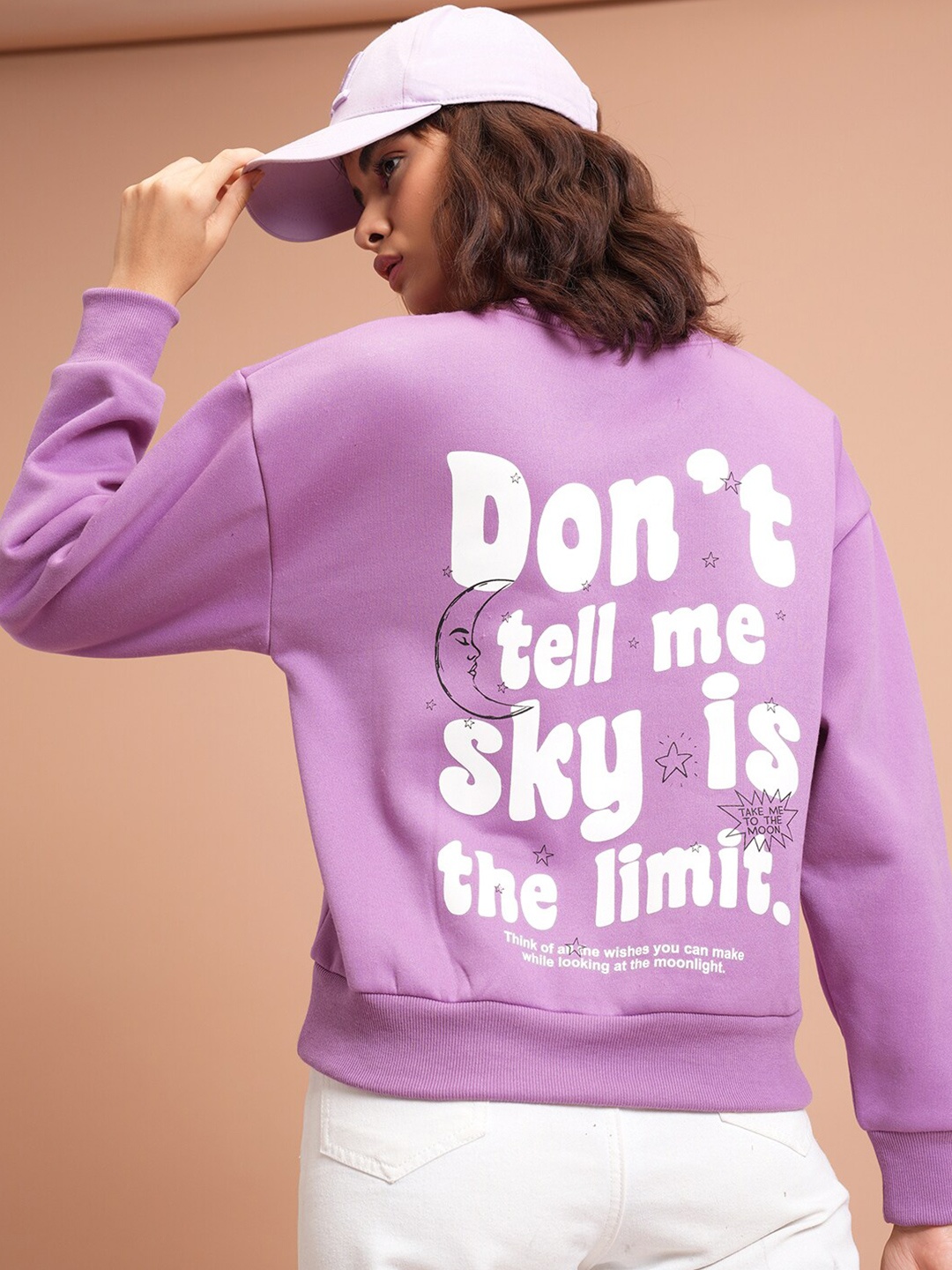 

Tokyo Talkies Purple Typography Printed Hooded Relaxed Fit Pullover