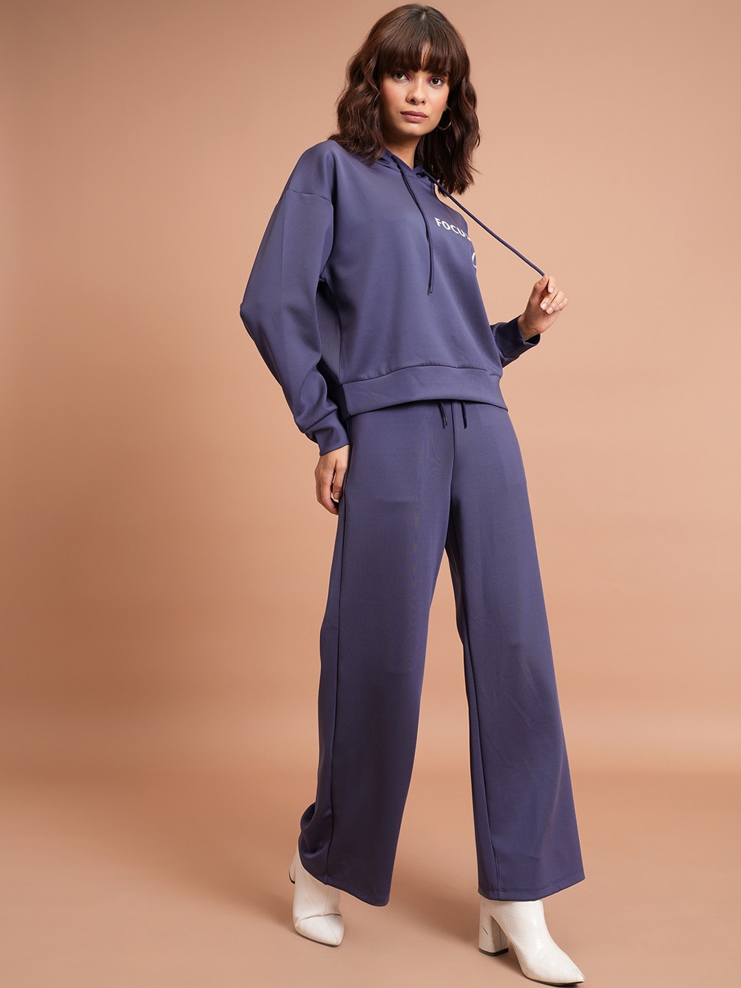 

Tokyo Talkies Relaxed Sweatshirt With Wide Leg Trousers, Purple