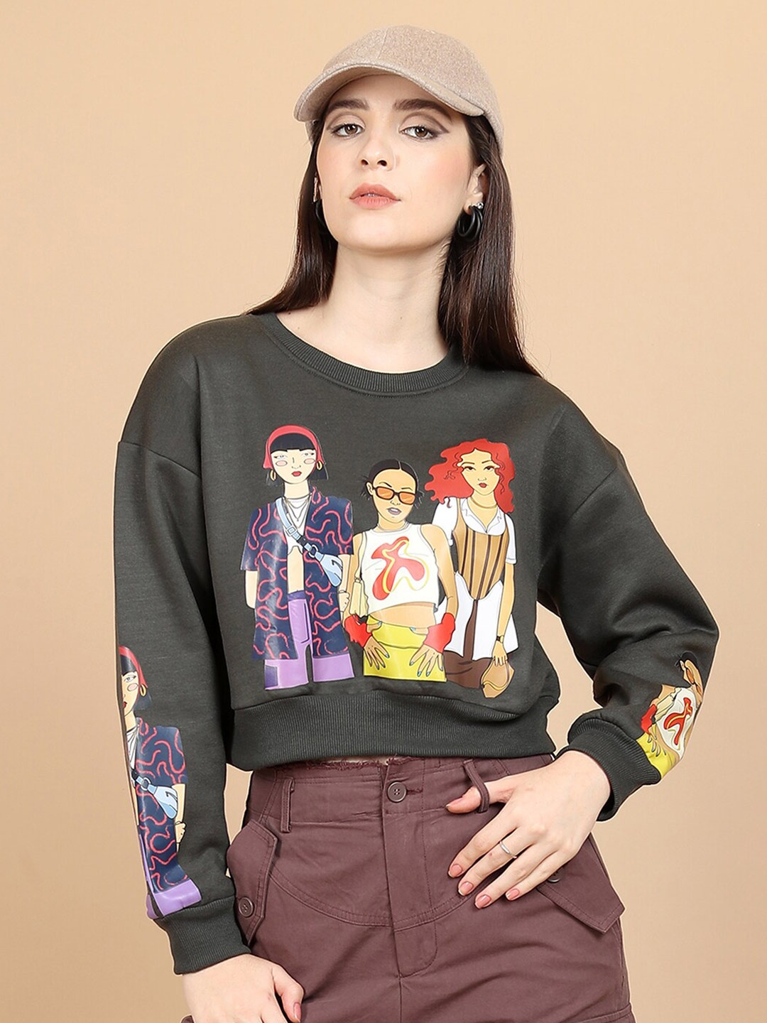 

Tokyo Talkies Grey Graphic Printed Relaxed Fit Sweatshirt