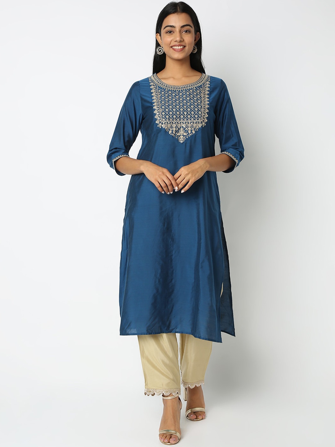 

Ethnicity Ethnic Motifs Yoke Design Kurta, Blue